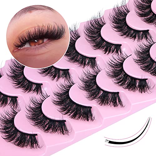 Mink Lashes Natural Look Wispy False Eyelashes Fluffy Flat Lashes ...
