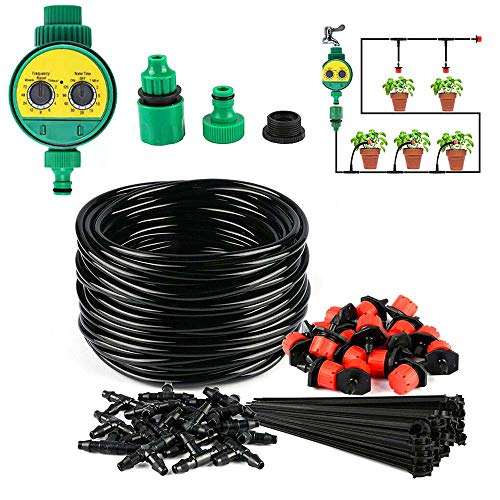 GWOKWAI Irrigation System with Digital Timer, 82ft Automatic Garde...