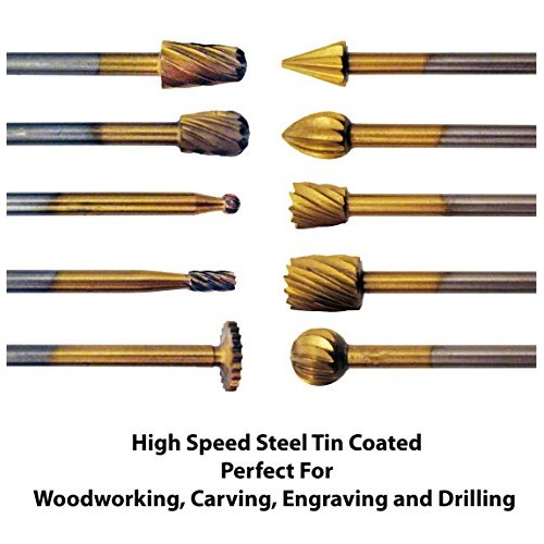 Gyros High Speed Steel Cutter Set, 1/8 Shank, 10 Pieces, Works Wi...