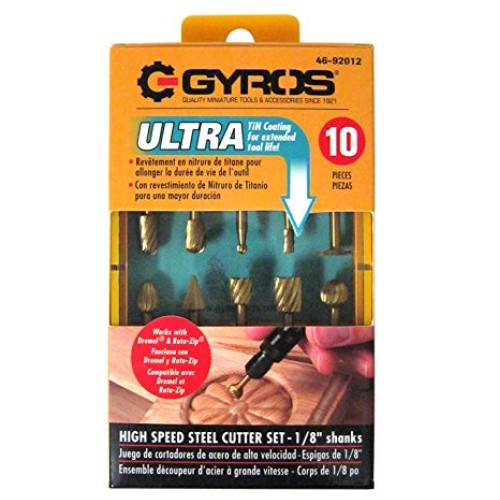 Gyros High Speed Steel Cutter Set, 1/8 Shank, 10 Pieces, Works Wi...