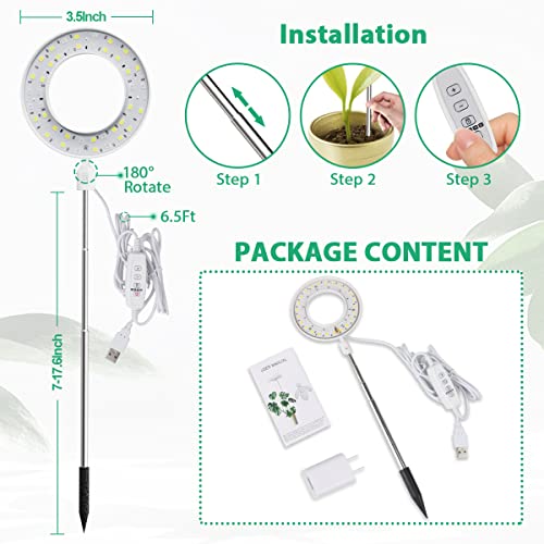 GYTF Halo Plant Grow Light, 6000K White LED Full Spectrum Growing ...