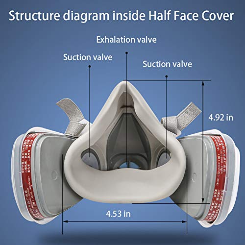 Respirator Mask Reusable Half Face Cover Gas Mask with Safety Glas...
