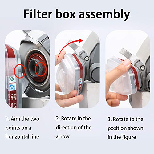 Respirator Mask Reusable Half Face Cover Gas Mask with Safety Glas...