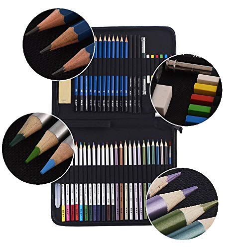 H & B 51-Piece Colored Pencils Set, Drawing Pencils and Sketching ...