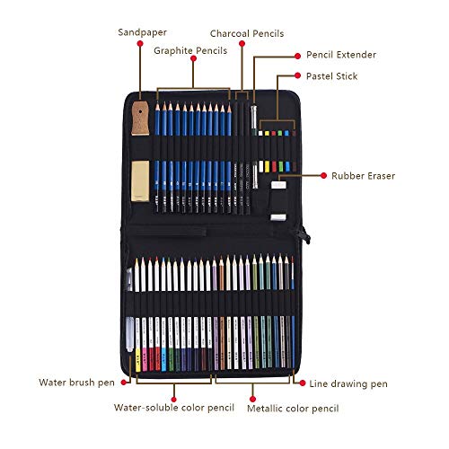 H & B 51-Piece Colored Pencils Set, Drawing Pencils and Sketching ...