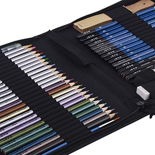 H & B 51-Piece Colored Pencils Set, Drawing Pencils and Sketching ...