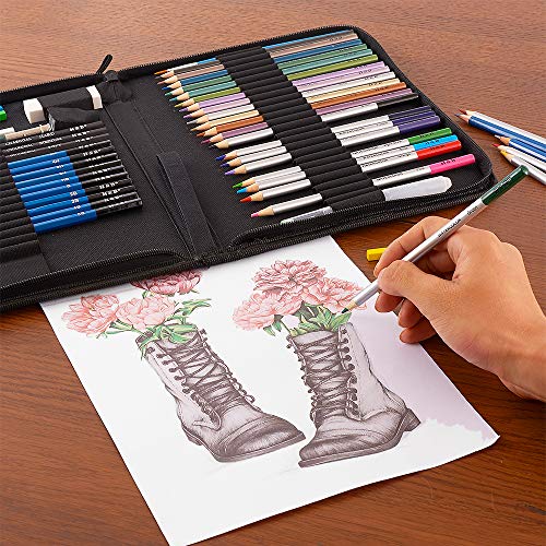 H & B 51-Piece Colored Pencils Set, Drawing Pencils and Sketching ...