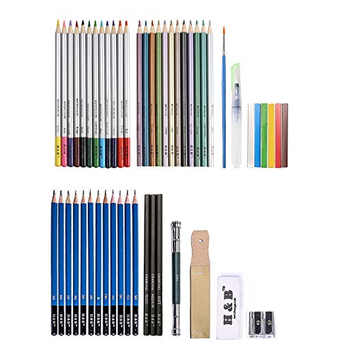 H & B 51-Piece Colored Pencils Set, Drawing Pencils and Sketching ...