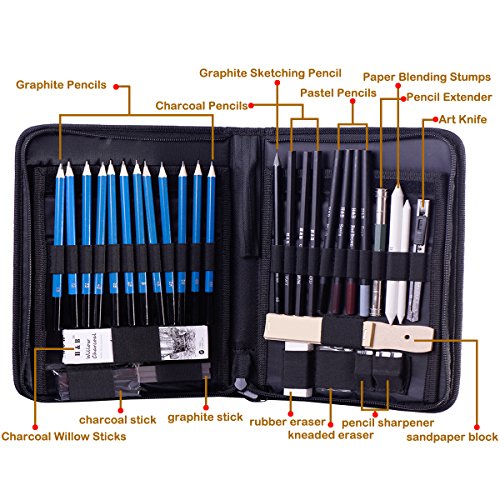 H & B Sketching Pencils Set, 40-Piece Drawing Pencils and Sketch K...