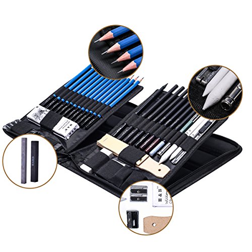 H & B Sketching Pencils Set, 40-Piece Drawing Pencils and Sketch K...