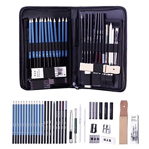 H & B Sketching Pencils Set, 40-Piece Drawing Pencils and Sketch K...