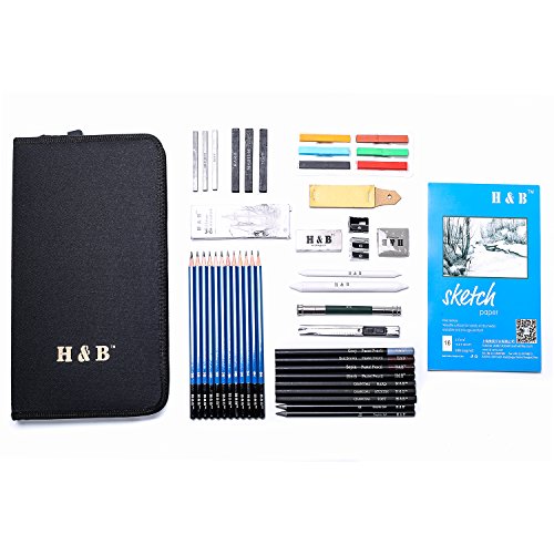H & B Sketching Pencils Set, 48-Piece Drawing Pencils and Sketch K...
