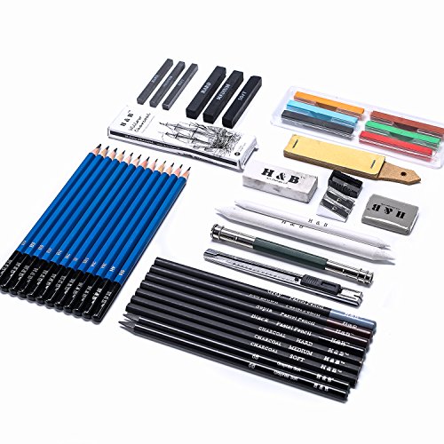 H & B Sketching Pencils Set, 48-Piece Drawing Pencils and Sketch K...