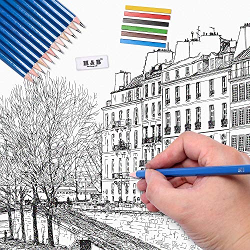 H & B Sketching Pencils Set, 48-Piece Drawing Pencils and Sketch K...
