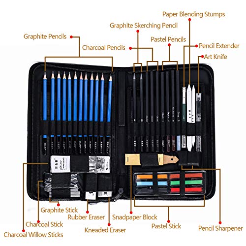 H & B Sketching Pencils Set, 48-Piece Drawing Pencils and Sketch K...