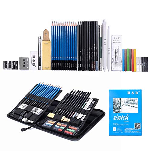 H & B Sketching Pencils Set, 48-Piece Drawing Pencils and Sketch K...