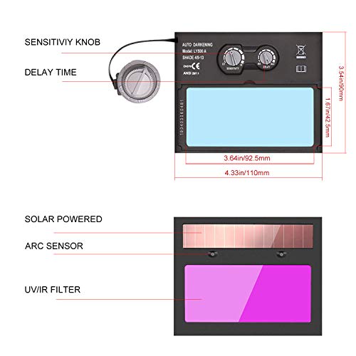 HZXVOGEN Welding Helmet True Color Solar Powered Auto Darkening Ho...