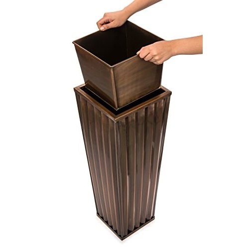 H Potter Patio Deck Flower Ribbed Garden Planter Antique Copper Fi...