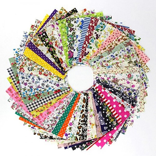 60 Pcs 4 x 410cm x 10cm Assorted Craft Fabric Bundle Squares P...
