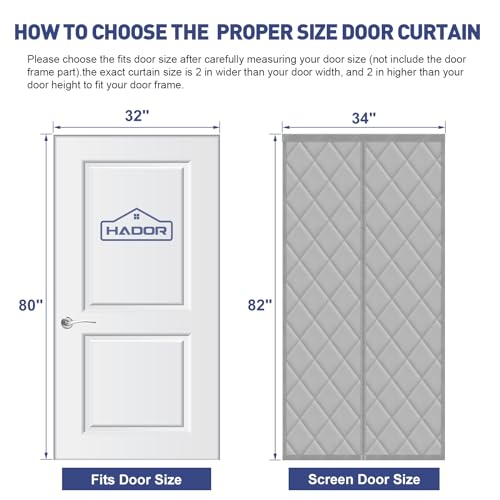 HADOR Magnetic Thermal Insulated Door Curtain for Winter Fits Door...