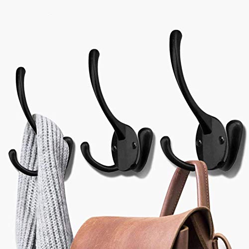 Wall Mounted Coat Hooks 5 Pack Heavy Duty Black Hardware Robe Hook...