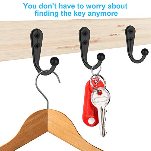 HAHAYOO 10 PCS Coat Hooks Wall Mounted, Premium Black Heavy Duty M...