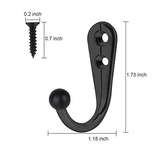 HAHAYOO 10 PCS Coat Hooks Wall Mounted, Premium Black Heavy Duty M...