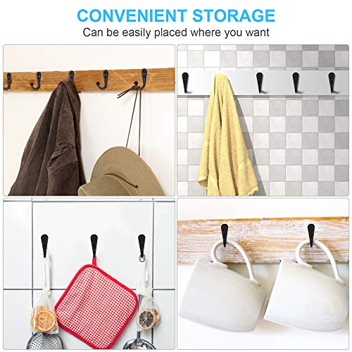 HAHAYOO 10 PCS Coat Hooks Wall Mounted, Premium Black Heavy Duty M...