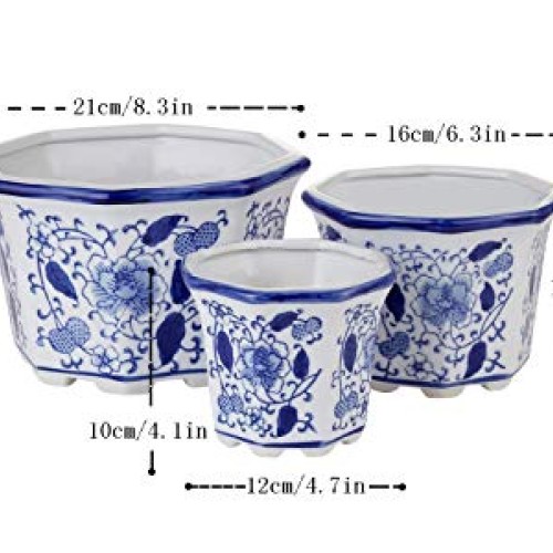 Ceramic Flower Pots, White Ceramic Planter Plant Pots Indoor Decor...