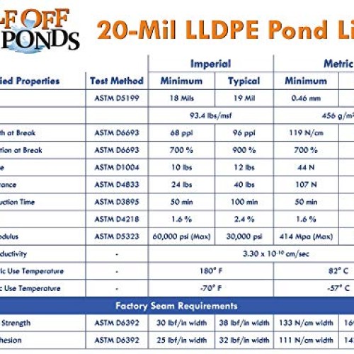 HALF OFF PONDS - 25 ft. x 25 ft. 20-Mil LLDPE Pond Liner for Ponds...