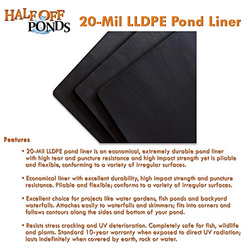 HALF OFF PONDS - 6 ft. x 20 ft. 20-Mil LLDPE Pond Liner for Ponds,...