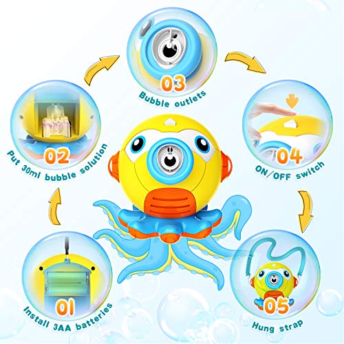 Hamdol Bubble Machine Blower for Toddlers, Octopus Auto Bubble Mak...