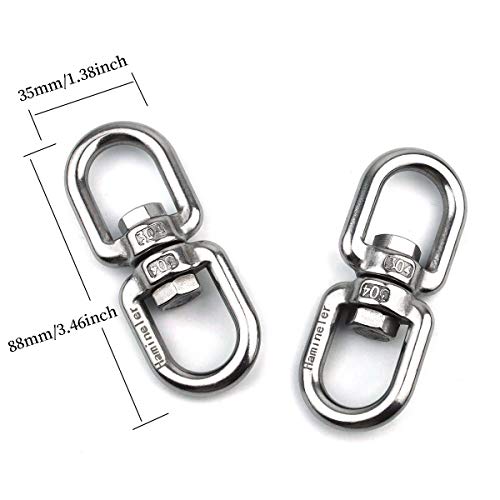 Hamineler 2Pcs M8 304 Stainless Steel Swivel Ring Double Ended Swi...