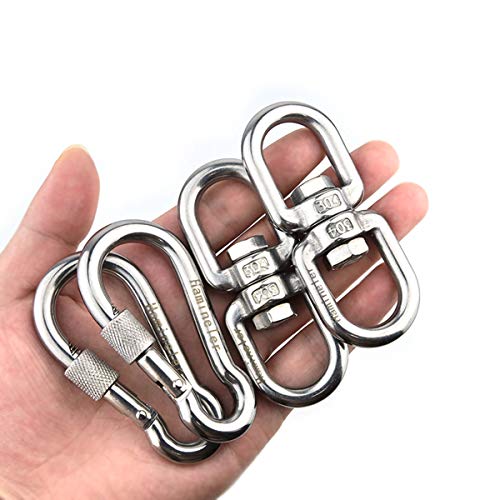Hamineler 2Pcs M8 304 Stainless Steel Swivel Ring Double Ended Swi...