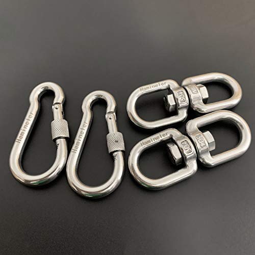 Hamineler 2Pcs M8 304 Stainless Steel Swivel Ring Double Ended Swi...