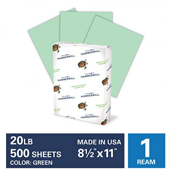  Hammermill Colored Paper, 20 lb Green Printer Paper