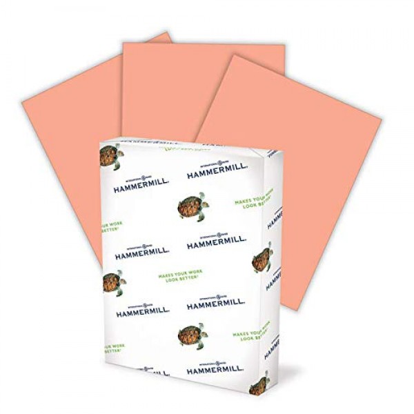 Hammermill Colored Paper, 24 lb Salmon Printer Paper, 8.5 x 11-1 Ream (500 Sheets) - Made in The USA, Pastel Paper, 103120R