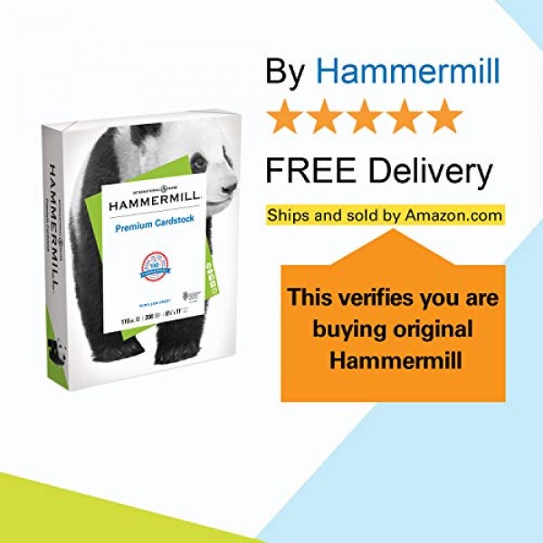 Hammermill White Cardstock, 110 lb, 8.5 x 11 Colored Cardstock, 1 ...