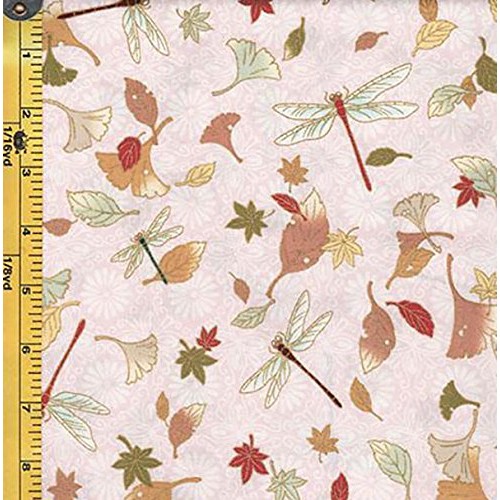 Japanese, Asian, Quilting, Sewing Fabric - Hanabi Dragonflies, Gin...