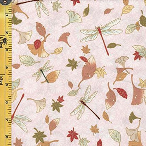 Japanese, Asian, Quilting, Sewing Fabric - Hanabi Dragonflies, Gin...