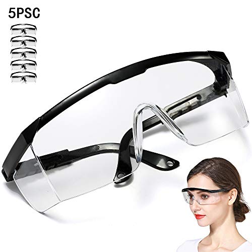 Safety Goggles,5PCS Adjustable Wide-Vision Protective Glasses, Lig...