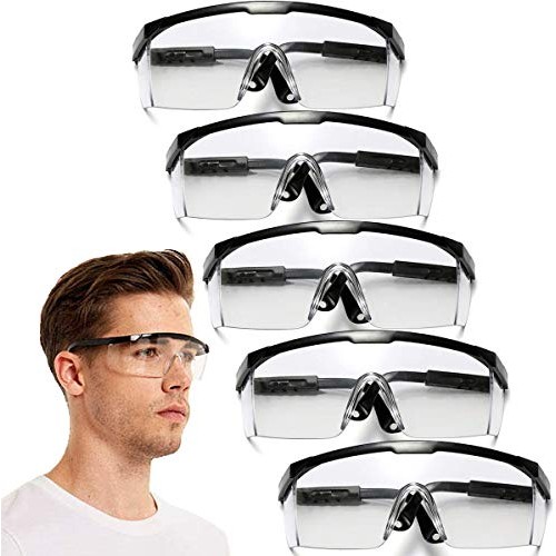 Safety Goggles,5PCS Adjustable Wide-Vision Protective Glasses, Lig...