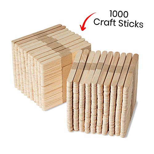 hand2mind 92965 Natural Wood Craft Sticks with Rounded Ends, Great...