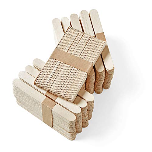 hand2mind Jumbo Size Natural Wood Craft Sticks with Rounded Ends, ...