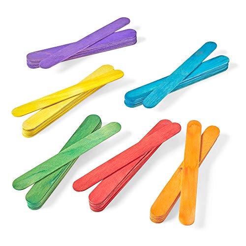 hand2mind Jumbo Size Vibrant Rainbow Colored Natural Wood Craft St...