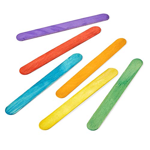 hand2mind Jumbo Size Vibrant Rainbow Colored Natural Wood Craft St...