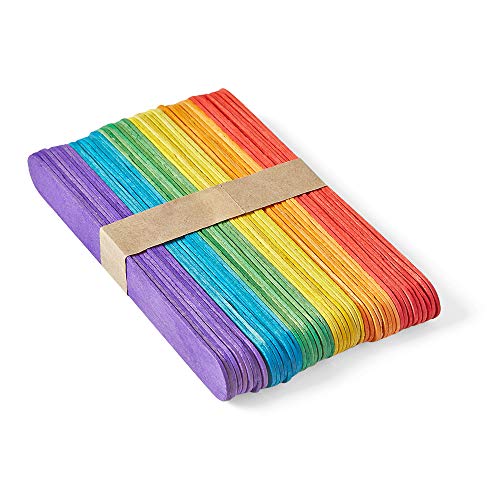 hand2mind Jumbo Size Vibrant Rainbow Colored Natural Wood Craft St...
