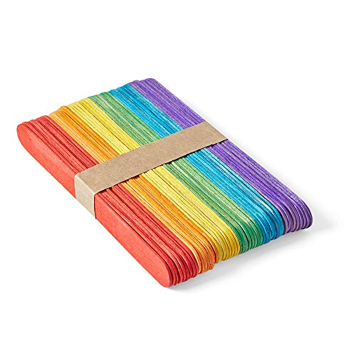 hand2mind Jumbo Size Vibrant Rainbow Colored Natural Wood Craft St...