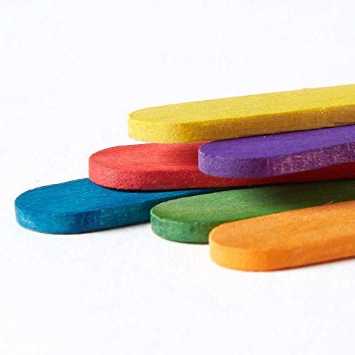 hand2mind Vibrant Rainbow Colored Natural Wood Craft Sticks with R...
