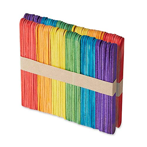 hand2mind Vibrant Rainbow Colored Natural Wood Craft Sticks with R...